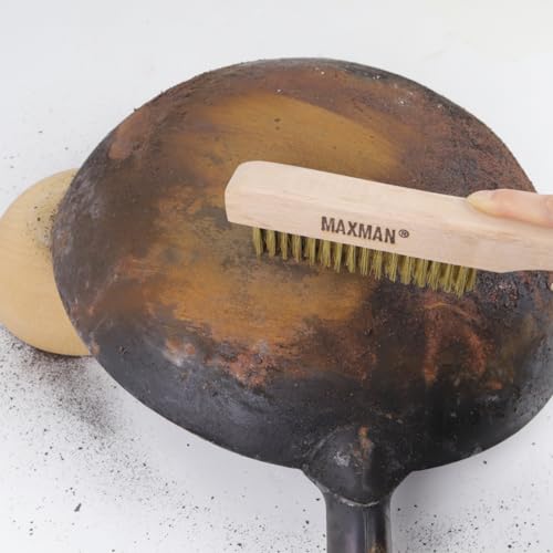 MAXMAN Brass Brush 2Pcs, 10" Heavy Duty Brass Wire Brush, Rust/Weld Remover - style: 2Pcs Brass Brushes