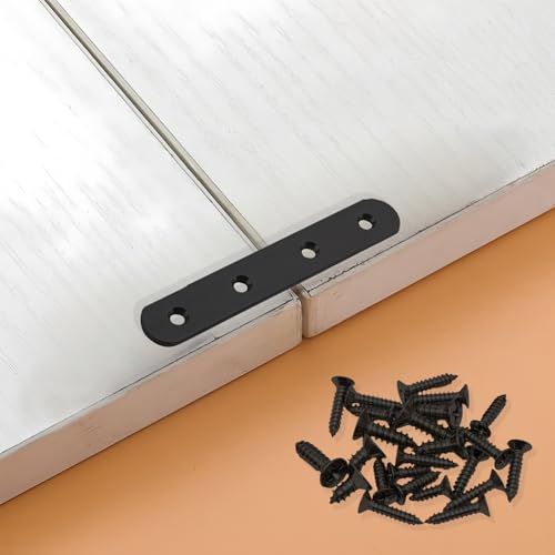 4 Pack Flat Straight Brackets, 130mm/5.1" Black Mending Plates - color: Black, size: 130mm/5.1"