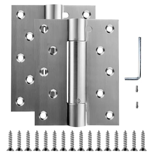 Self Closing Door Hinge, 3 inches,Auto Closing Spring Hinge with Adjustable Tension, Thickened 304 Stainless Steel Heavy Duty Door Hinges,with Mounting Screwdriver Hardware,(3 inches)(2 Pack)