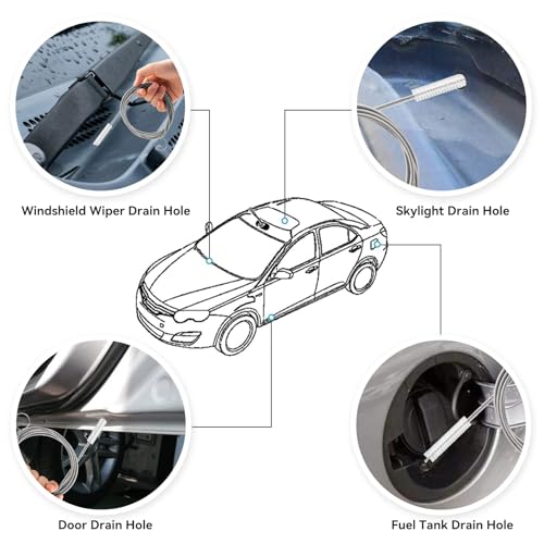 160 Flexible Drain Cleaner Brush with Storage Reel, AC Condensate & Car Sunroof Drain Unclog Tool for Hair & Debris Clog Removal - size: 160 in