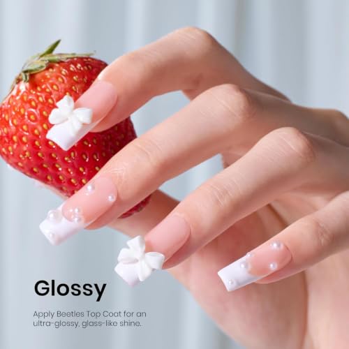 Beetles 3Pcs 15 ml White Gel Nail Polish with Gel Base and Top Coat Set - color: A-White-3