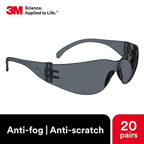 3M Safety Glasses, Virtua, ANSI Z87, Unisex, Anti-Fog Gray Lens, Gray Frame - size: Pack of 20, style: Anti-fog