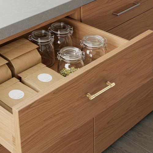 Ravinte Brushed Gold Kitchen Pulls Cabinet Handles 3-3/4 Inch 10 Pack - color: Brushed Gold, size: 3-3/4 Inches Hole Center