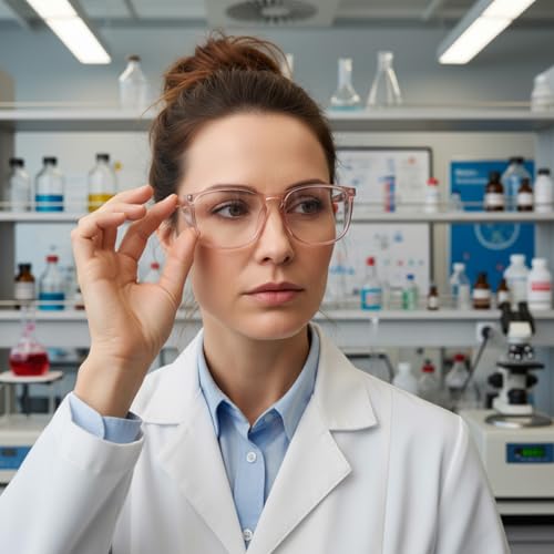Ptwola Clear Safety Glasses Nurses Goggles Protective Eyewear Lab Goggles Side Protect and Clean Cloth Assistant Accessories - color: Black, Purple, Champagne, Green