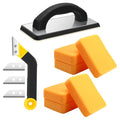 Blulu 11 Pcs Grout Float Set, Rubber Float, 6 Sponges, Angled Saw, Black - color: Black