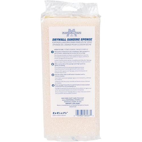 MARSHALLTOWN QLT Drywall Sanding Sponge, Dual Sided Wet Sanding Block
