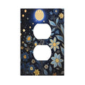 Art Moonlit Garden Duplex Outlet Cover Plate - color: Moon Flowers, size: 1 Gang Duplex/5x3 IN