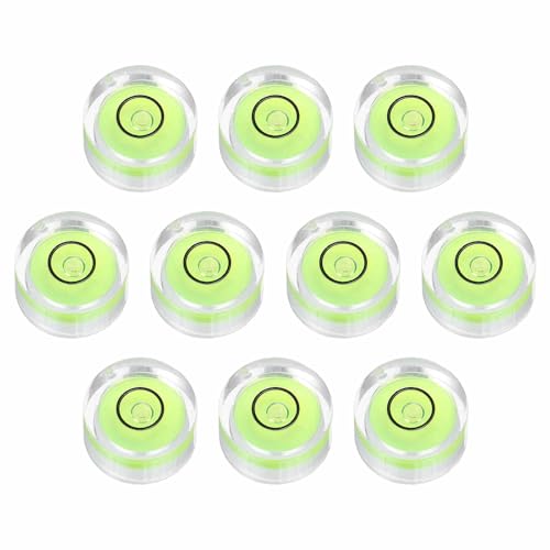 10pcs Round Bubble Level 12x6mm - Mini Circular Bullseye Spirit Levels Measuring Layout Tools for Leveling Camera/Tripod/Telescope/Workshop/Turntable/Pictures Frame, Green - color: Green, size: 12x6mm