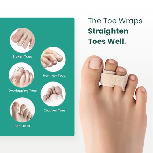 Welnove Hammer Toe Straightener and Corrector - Broken Toe Wraps 8 Ct Large - color: Beige, size: Large