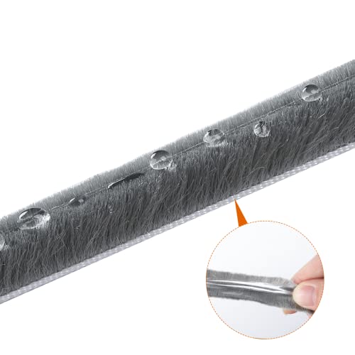Weather Stripping Door Seal - 5m (16ft) Brush Weather Stripping,Card-Slot Seal Strip Pile Weatherstrip for Door Window (7mm x 12mm (Backing 0.276 x Brush 0.472 Inch) Gray) - size: 7 mm x 12 mm