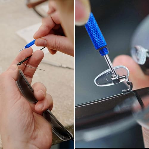5 Pcs Mini Eyeglass Screwdriver, 4 in1 Watches Mini Precision, Stainless Steel Screwdriver Kit, Eyeglass Repair Set with Keychain,Stainless Steel Alloy Watchmaker Tool (5 colors)
