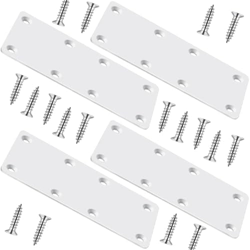 White Mending Plate 4 Pcs Stainless Steel Flat Brackets, 5.5 Inch x 2 Inch Heavy Duty Straight Brace Repair Fixing Joining Brackets for Wood Furniture Fence with Screws - size: Straight/ 5.5inch*2inch 4Pack