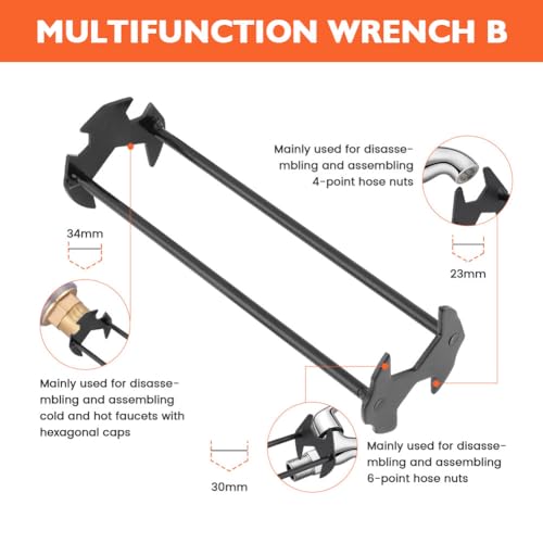 2Pcs Sink Wrench Faucet Tool, Multifunctional Basin Wrench for Tight Spaces