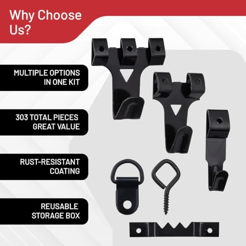CrimsonMark 303-Piece Picture Hanging Assortment with Heavy Duty Hooks - size: Black