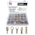 1200 Piece - 900°F High Temperature Crimp Wire Connectors Electrical Assortment Kit - Non-Insulated Nickel Plated Steel Ring/Spade/Butt Terminal Connectors (Male & Female)- Made in USA
