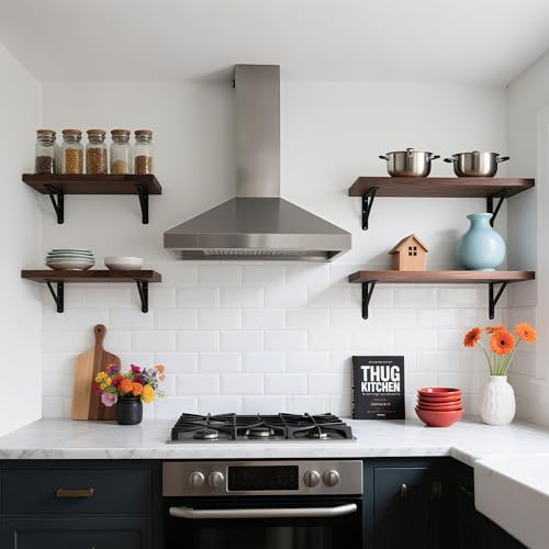 4 Pack L12 x H 8" Heavy Duty Shelf Brackets with Screws Open Floating Shelving Bracket L Brackets Black Metal Shelf Brackets for Shelves, Room, Pantry,Garage - size: L 12" x H 8" x W 1", style: 4 Pack-Black