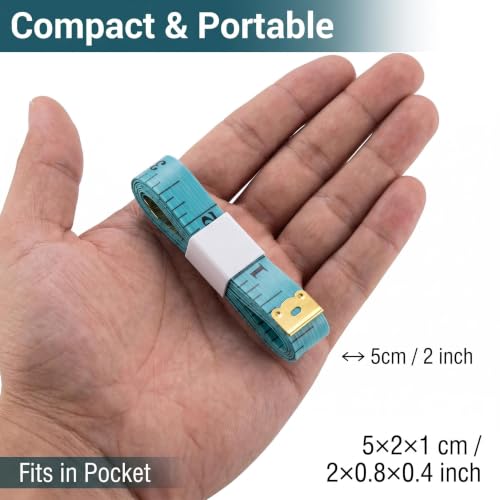 Measuring Tape for Body Measurements, Soft Tape Measure Double Scale, Has 150 Centimetre Scale on Reverse and Front 60 Inch - color: Green