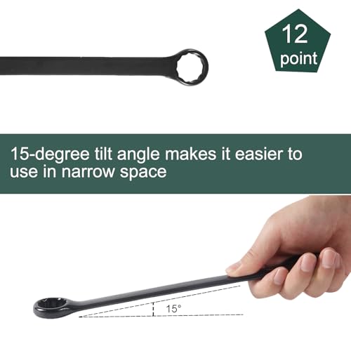 20-Piece Metric Combination Wrench Set in Roll-up Pouch, Metric 6-32mm, Spanner Wrench Set | 12 Point | Chrome Vanadium Steel | Fully Polished (Black)