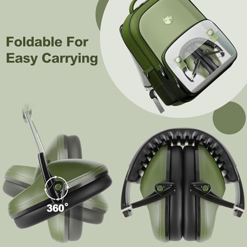 Floriogra Noise Cancelling Headphones for Kids/Toddler 28dB SNR Ear Muffs - color: Army Green