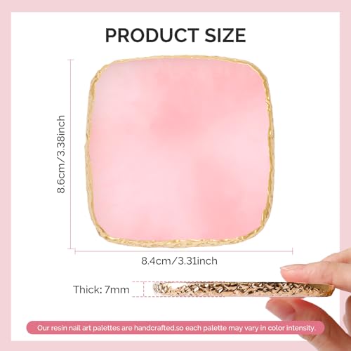 MelodySusie 1Pc Square Resin Nail Art Palette Color Mixing Board Pink - color: Pink Square Without Spatula