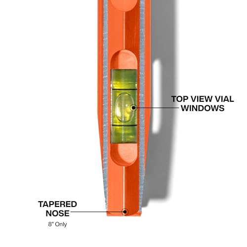 Klein Tools 80203 Level Set, 3-Piece, 8, 24, and 48-Inch Magnetic Torpedo and Box Level Bundle, Aluminum Body, High Visibility Vials, V-Groove and Magnet Track - size: 3-Piece Level Set