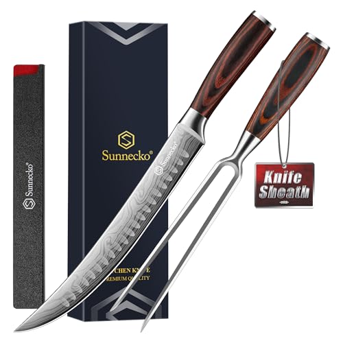 Sunnecko Butcher Knife & Meat Fork Set for BBQ Meat Slicing - color: 10 inch Butcher Knife with Meat Fork
