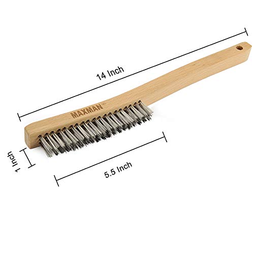 MAXMAN Wire Brush, 14" Stainless Steel Bristle, Heavy Duty Rust Remover - style: 1 Stainless Steel Brush
