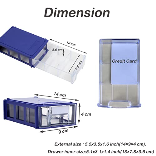 Stackable Storage Drawers Set of 20 with Dividers and Paper Labels - color: Blue