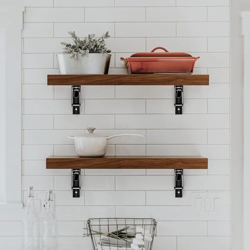 Ravinte Matte Black Folding Shelf Brackets, 8 Inch, 2 Pack - size: 8 Inch