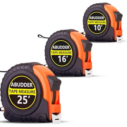 3 PackTape Measure,Easy Read Measuring Tape Retractable with Fractions 1/8, Measurement Tape - color: Orange