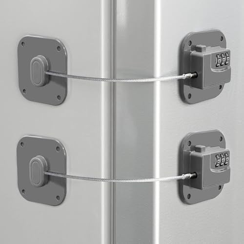 Refrigerator Lock, Heavy Duty Fridge Lock, Combination Lock for Refrigerator Cabinets, Drawers, Safety, Easy Install No Keys Needed (Grey-2Pack) - color: Grey-2Pack