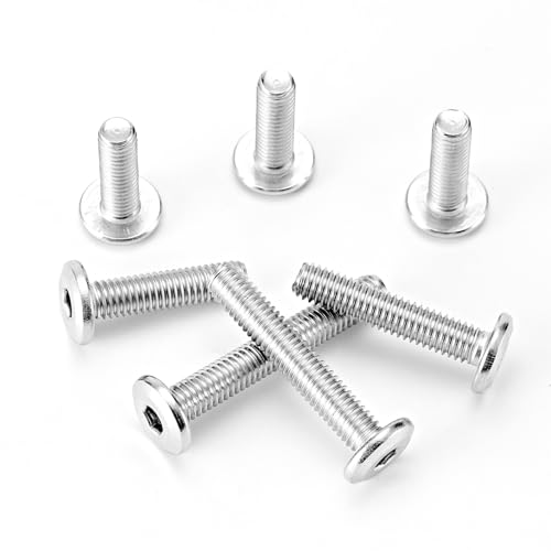 M6 x 20mm 25mm 30mm 35mm 40mm Flat Round Head Hex Socket Cap Screws Bolts, Furniture Screws, 304 Stainless Steel, Metric Fully Threaded, Allen Hex Drive, Bright Finish, Assortment Kit 50PCS - size: M6 x 20/25/30/35/40mm (50PCS)