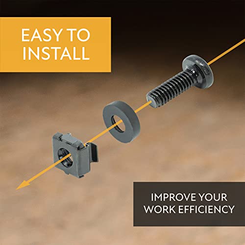 M6 Cage Nuts, Screws and Washers [Size: M6 x 16mm 50 Pack] Rack Mount Screws Hardware for use with Network and Server Rack Accessories, Routers, Cabinets and Enclosures. - size: M6 (50 Pack)