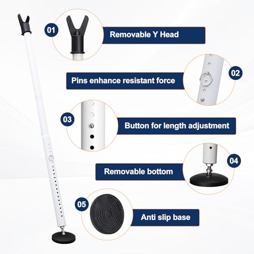 Door Security Bar, 1.25Inch Diameter Heavy Duty Security Bar with Large Rubber Base, Door Stopper for Apartment Hotel Home Travel Screen Door(1 Pack,White) - color: White