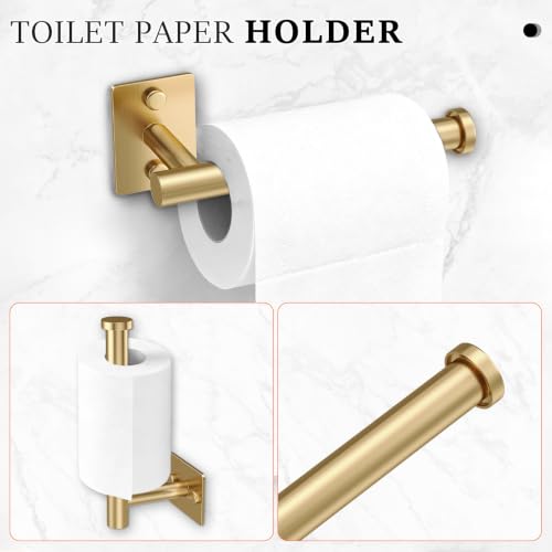 5 Pieces Bathroom Hardware Set Brushed Gold Towel Bar Set Stainless Steel Towel Racks for Bathroom Wall-Mounted 23.6 inch - color: Brushed Gold