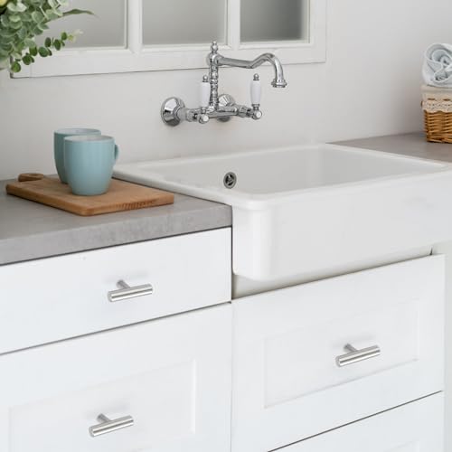 Estmoon 30 Pack Cabinet Knobs Brushed Nickel Cabinet Handles, Stainless Steel Single Hole Kitchen Cabinet Knobs Silver Cabinet Pulls for Kitchen Cabinets and Dressers,2 Inch Overall Length Drawer Knob - color: Brushed Nickel