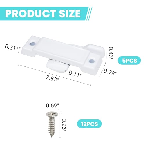 5PCS F2590 Window Sash Locks, White Sliding Window Latches - color: White