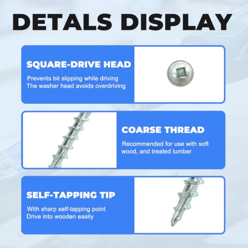Pocket Hole Screws Assortment Kit 880Pcs, #8 Coarse Thread