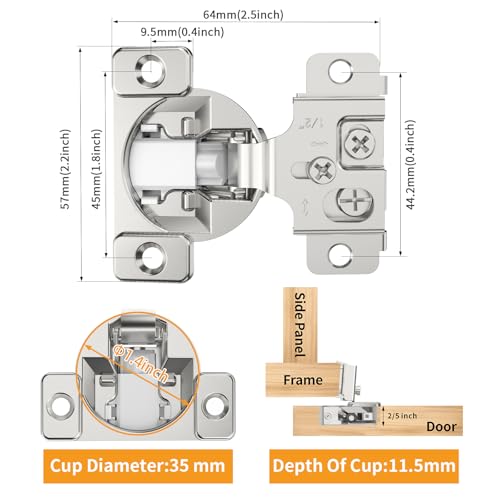Chibery 50 Pack Face Frame Cabinet Hinges, 1/2" Overlay, Soft Close, 105° - size: 1/2 Inch Overlay