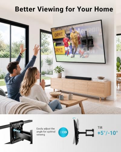 BONTEC Full Motion TV Wall Mount for 37-85 Inch TVs, Heavy Duty Swivel Tilt - size: 37-85 Inch