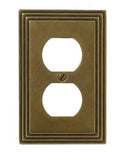 Amerelle Steps Single Duplex Cast Metal Wallplate in Rustic Brass Cast - color: Rustic Brass, size: 1 Duplex