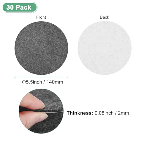 M METERXITY 30-Pack Lamp Base Felt, 5.5 Inch Dia. 2mm Thick Self Adhesive Round Fabric Felt Pads for Lamp/Furniture/DIY, Non-Slip Fiber Backed Patch Circles with Adhesive Backing [Grey] - color: Grey, size: 5.5" Dia