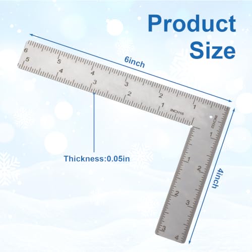 L Shaped Ruler Measuring Tool 6x4 Inch Framing Square Stainless Steel 90 Degree Right Angle Rulers for Engineer Carpenter Woodworker Mini Measuring Tool (Sliver)