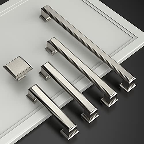 Amerdeco 10 Pack Brushed Satin Nickel Cabinet Pulls 3" | Cabient Hardware Kitchen Cabinet Handles for Bathroom Drawer Pulls Dresser Pulls ZH0001 - color: Brushed Satin Nickel, size: 3" hole center, style: 10 Pack