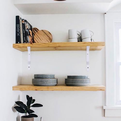 8 Pcs Heavy Duty Shelf Brackets, Floating Metal Shelf Brackets, White, 11.81 x 7.48 Inch, Wall Mount, Powder Coated Iron - size: 11.81 x 7.48 inch White