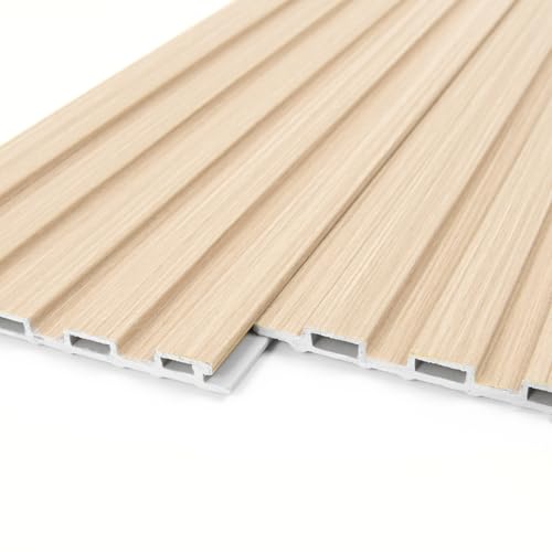 Art3d 48 x 6 Inch WPC Wood Slat Wall Panels, 3D Wall Accents, 16-Pack, Oak | Real Wood Grain, Durable, Water Resistant, Wear-Resistant, No Emission, Eco-Friendly, Easy to Care, for Living Room, Bedroom - color: Oak, size: 48" * 6"