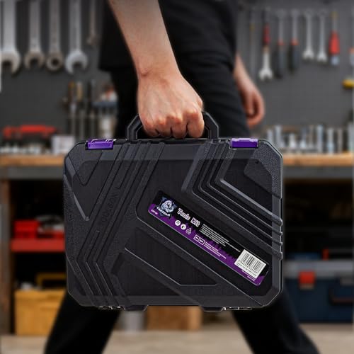 CARTMAN 150PCS 8V Cordless Drill Hand Tool Set, Purple Household Repair Kit - color: Purple