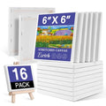 ESRICH Small Stretched Canvas for Painting 6x6 inch, 2/5''Profile Art Primed 16 Pack Canvases for Painting, Cotton Small Professional Blank Paint Canvas for Kids and Art Supplies, for Acrylics, Oils. - size: 6x6in-16 Packs