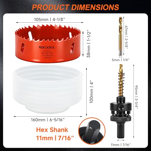 (105mm | 4-1/8 Inch) HSS M42 with 8% Cobalt Bi-Metal Hole Saw - size: 105mm | 4-1/8 Inch
