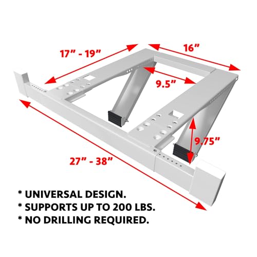 Premium Heat Pump Drill-Less Window Air Conditioner & Heat Pump Bracket - Patented Model Drill-Less Window AC Support - Supports Air Conditioners Well Over 200 lbs. - 2024 Updated - size: DRILL-LESS 2024